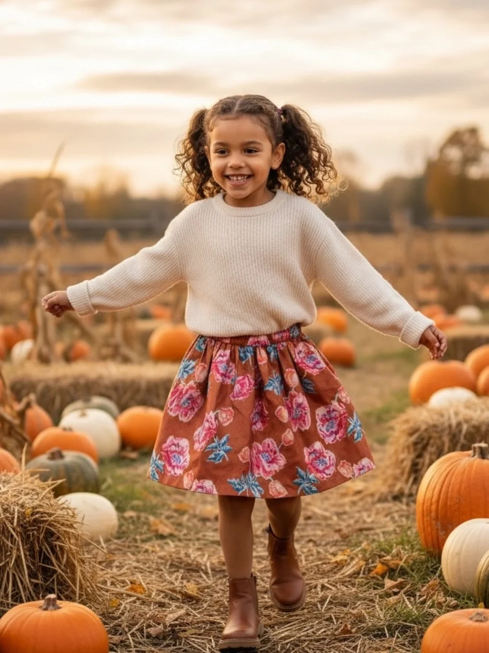 New Gymboree Girls Occasion Floral Glitter Metallic Orange Skirt Medium 7 / 8